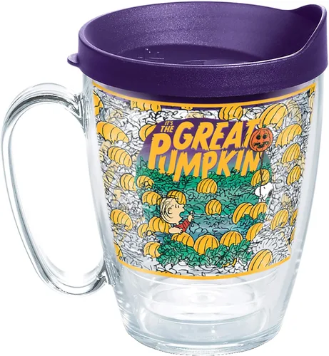 Tervis Vaso aislado de doble pared Peanuts Great Pumpkin hecho en Estados Unidos mantiene las bebidas frías y calientes, 16 onzas, taza, clásico