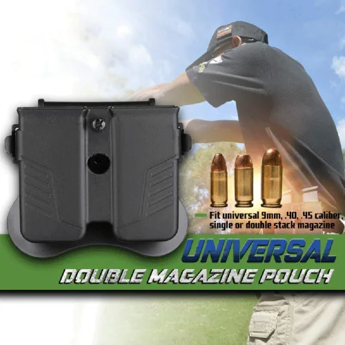Miniatura 4 de Bolsa doble para cargador de 0.354 in calibre .40 .45 y cargador de pila doble y individual - Soporte universal para mag Funda de paleta
