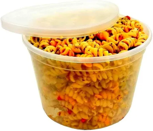 PACTOGO Recipientes redondos de plástico resistentes de 64 onzas con tapas, para recipientes de preparación de comidas, sin BPA, apilables, a prueba
