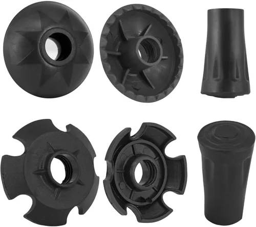 Puntas para bastón, accesorios de bastón de senderismo, puntas de goma, juego de 6 soportes de lodo de soporte de nieve para bastones de senderismo