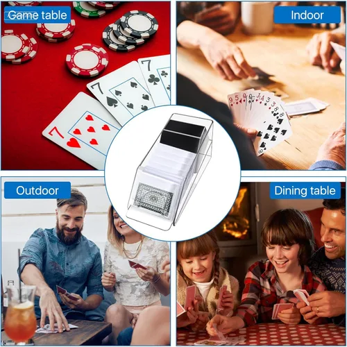 Miniatura 6 de Bandeja de blackjack para zapatos y descartes, zapato de blackjack transparente, dispensador de tarjetas acrílicas para jugar a las cartas, bandejas