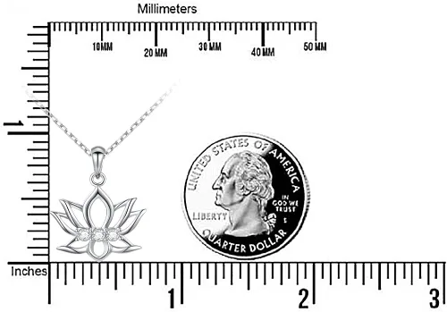 Miniatura 6 de Collar con colgante de flor de loto de plata de ley 925 con diseño inspirador de circonita cúbica para mujeres y niñas, regalo de yoga, 16 pulgadas