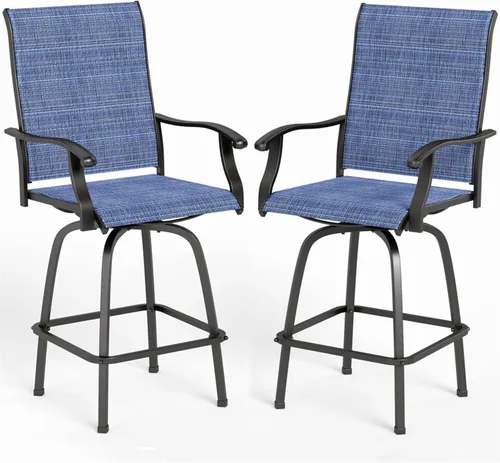 Miniatura 25 de Juego de 4 taburetes de bar para exterior de MFSTUDIO, sillas giratorias de patio con altura de barra, barras de bar de patio con respaldo alto