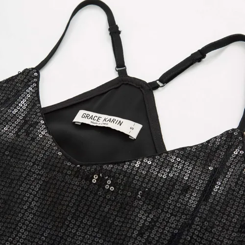 Miniatura 3 de GRACE KARIN - Camiseta brillante sin mangas para mujer, con lentejuelas