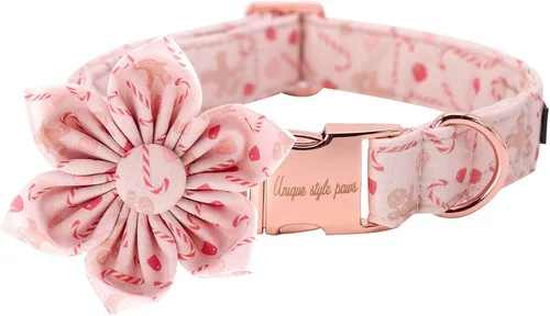 Miniatura 9 de Unique style paws Collar de perro con flor, collar de perro ajustable, patrón de flores, collar duradero para mascotas para perros pequeños, Flor