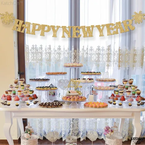 Miniatura 6 de KatchOn, Cartel de feliz año nuevo dorado con purpurina – 10 pies, Bye 2026 Hello 2026 Banner Decoraciones de feliz año nuevo, letrero de feliz