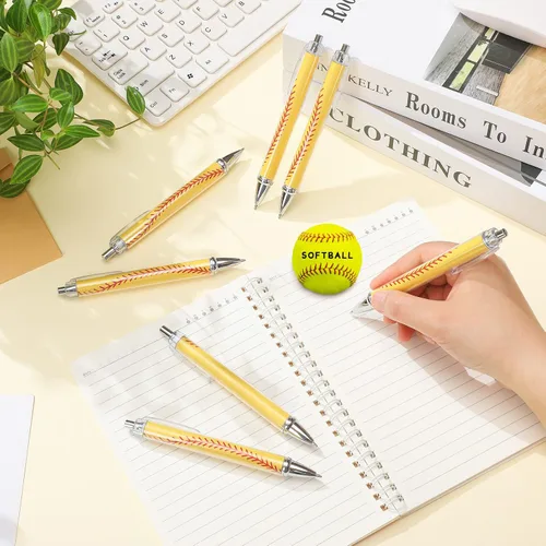 Miniatura 6 de Thenshop 40 bolígrafos de sóftbol para fiesta de sóftbol, divertidos y novedosos bolígrafos retráctiles de tinta negra para adultos, jugadores