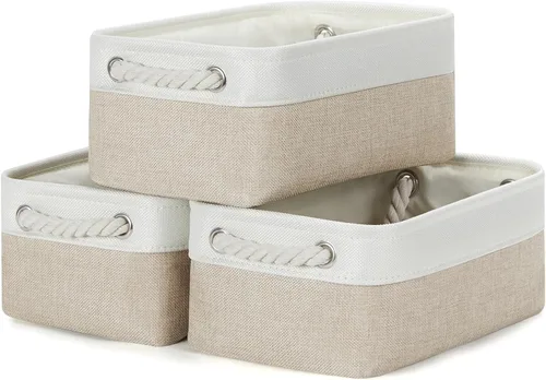 Miniatura 41 de Bidtakay Cestas de almacenamiento de tela con asas [paquete de 2] organizador de lona grande de 16 x 11.8 x 11.8 pulgadas, canastas altas plegables