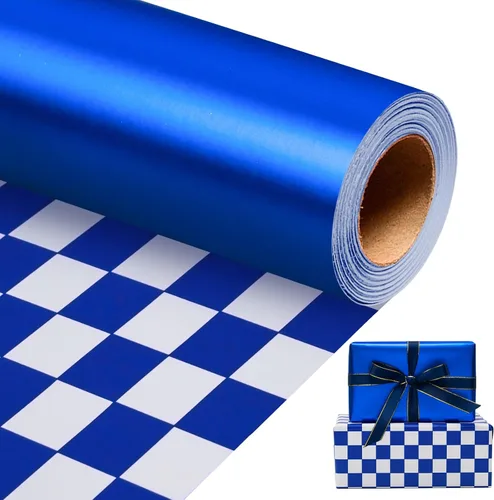 Miniatura 20 de Homeral Rollo de papel de regalo Jumbo de 30 pulgadas x 32.8 pies, color azul rey metálico para Navidad, cumpleaños, vacaciones, boda, baby shower