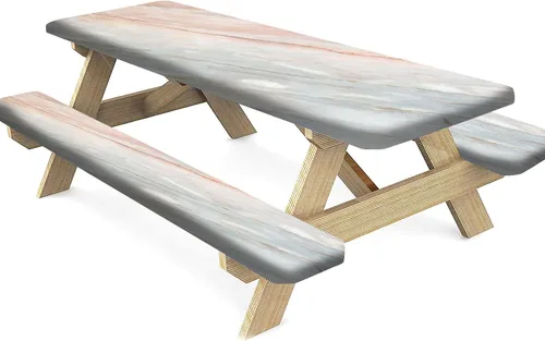 Miniatura 32 de Mantel ajustable para mesa y banco de pícnic de Halloween, diseño de fantasma, impermeable, 28 x 72 pulgadas, juego de 3 piezas, mantel ajustable al