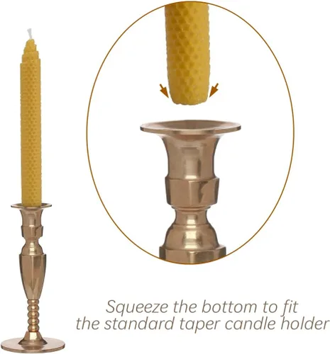 Miniatura 4 de DEYBBY Juego de 6 velas enrolladas de cera de abeja natural, velas de cera de abejas amarillas de 8 pulgadas para decoración de habitación, cena