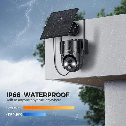 Miniatura 9 de Cámaras de seguridad solares inalámbricas para exteriores, visión 2K de 360° con energía solar, WiFi 3MP, cámara de seguridad para seguridad