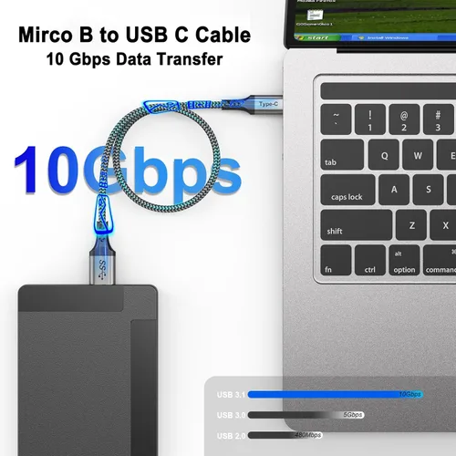 Miniatura 3 de Cable externo de disco duro USB C de 10 Gbps, cable corto micro B a USB C, cable de disco duro USBC USBC para WD Toshiba Westgate Seagate, SSD