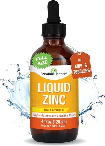 Gotas de zinc líquido para niños, niños pequeños, bebés y adultos | Paquete grande sin sabor de 4 onzas líquidas | Suplementos de sulfato de zinc