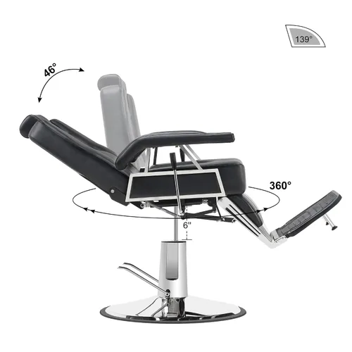 Miniatura 8 de BarberPub Silla de peluquería reclinable de alta resistencia Silla hidráulica multiusos para estilista de peluqueros Spa Beauty Shampoo Equipment