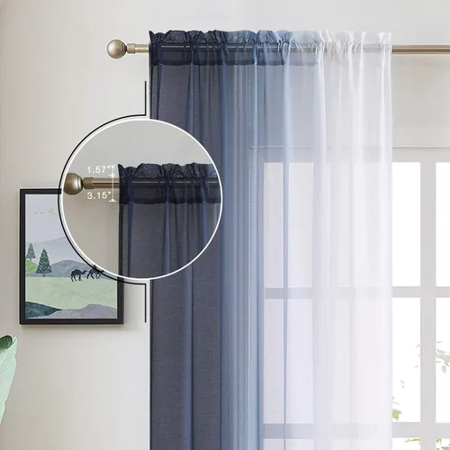 Miniatura 3 de Cortinas transparentes de lino sintético con degradado gris oscuro para dormitorio y sala de estar con bolsillo para barra, cortinas de gasa Gris
