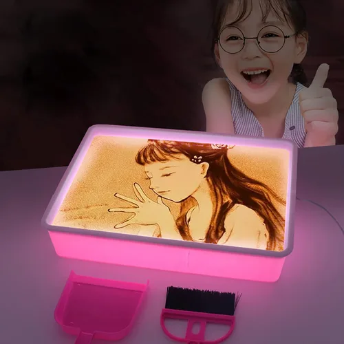 Miniatura 6 de Odoorgames Caja de luz de pintura de arena, mesa de luz sensorial para niños, 3 temperaturas de color y 10 niveles de brillo ajustable, 16 pulgadas