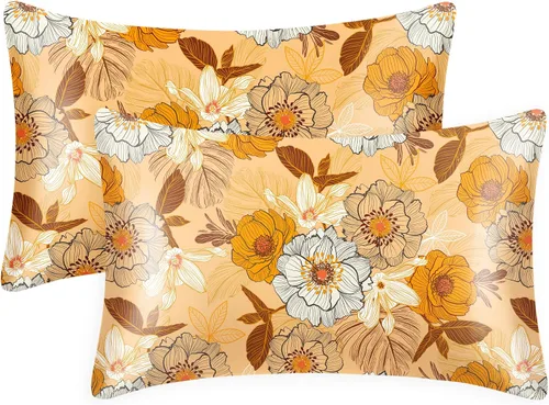 Miniatura 16 de EXQ Home - Funda de almohada de satén para cuidar el cabello y la piel, tamaño estándar, de seda con estampado negro, juego de 2 fundas con cierre