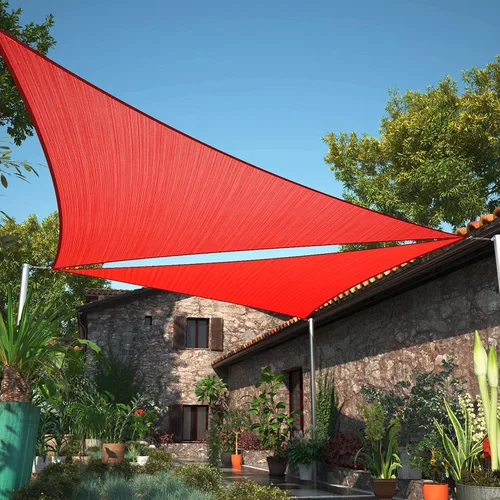 ShadeMart 18' x 18' x 18' Toldo parasol tipo vela rojo triangular smTAPT18, tela para carport, patio, exterior, resistente a los rayos UV,