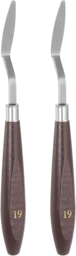 HARFINGTON 2 cuchillos de paleta No.19 de 0.335 in de ancho de acero inoxidable pequeña espátula puntiaguda cuchillo de paleta de pintura con mango