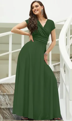 Miniatura 2 de KOH KOH Vestido de cóctel sexy de manga corta con cuello en V para mujer