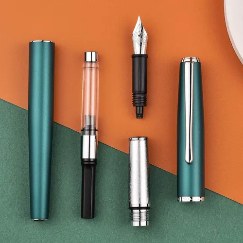 Miniatura 6 de Hongdian 920 - Pluma estilográfica de punta extrafina, color verde elegante con clip plateado