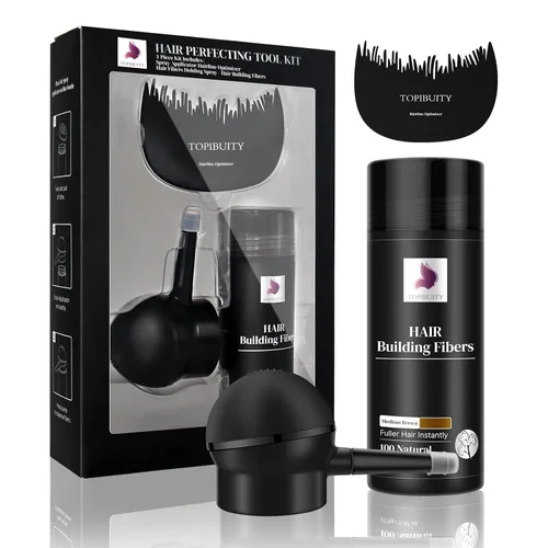 Miniatura 8 de Fibras capilares para adelgazar el cabello, aplicador de fibra 3 en 1, fibras de construcción de cabello de ocultación natural, spray de larga