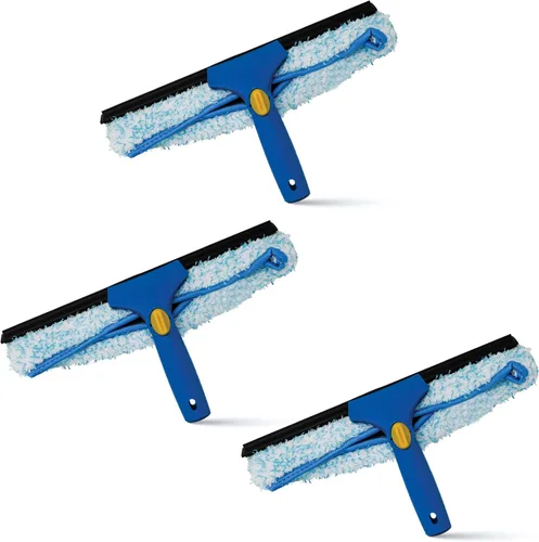 Kleen Handler Paquete de 3 limpiacristales profesionales de 14 pulgadas, herramienta de limpieza de ventanas 2 en 1, combo de limpiador de ventanas