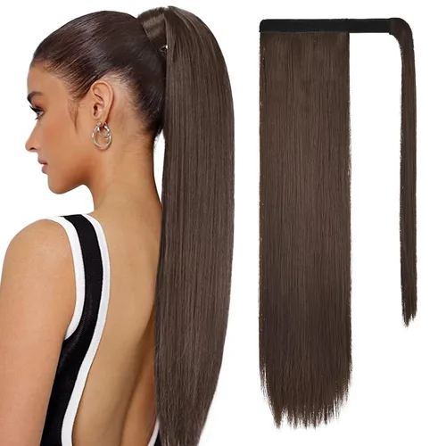 Miniatura 23 de SEIKEA Extensión de cola de caballo con clip alrededor del cabello lacio para mujer (12 pulgadas, negro)
