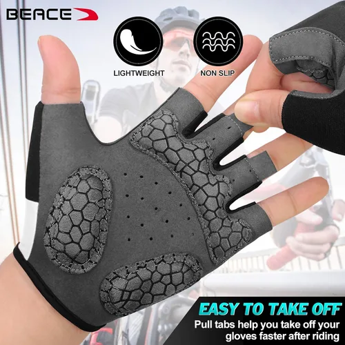 Miniatura 5 de BEACE Guantes de ciclismo, guantes de ciclismo, guantes de ciclismo de medio dedo, guantes de bicicleta de carretera para hombres y mujeres, 0.197