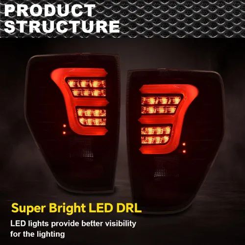Miniatura 3 de GRAND ORANGE Conjunto de luces traseras LED completas compatibles con Ford F150 2009-2014, luces traseras de estacionamiento para el lado