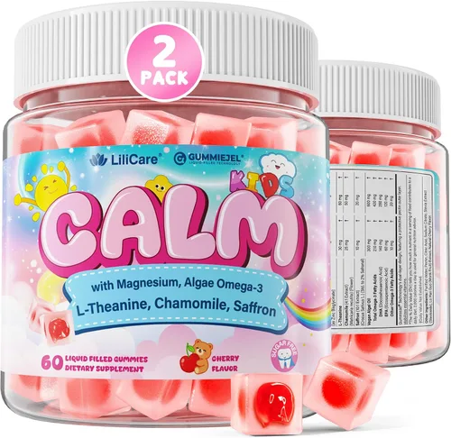 Miniatura 10 de Kids Calm - Gomitas de bisglicinato de magnesio y azafrán + Omega 3 vegano, suplemento quelado de glicinato de magnesio para niños con L-teanina