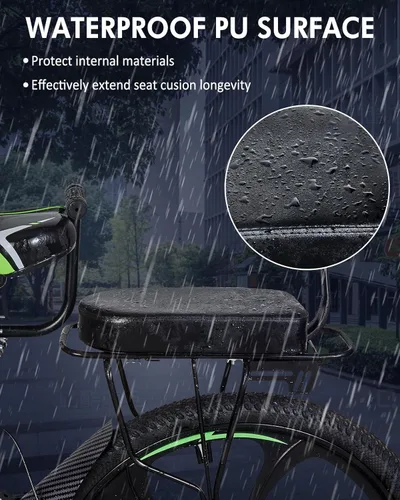 Miniatura 6 de Zacro Juego de asiento de bicicleta para niños, asiento de bicicleta cómodo con respaldo, asiento trasero de bicicleta para niños, asiento trasero