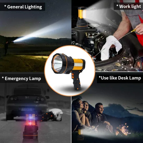 Miniatura 7 de Linterna Reflector Portátil Súper Brillante LED de Alto Lúmenes Recargable, Luces de Punto Más Potentes Portátiles de Gran Capacidad 10000 de Larga