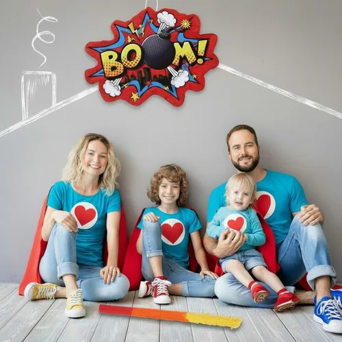 Miniatura 7 de Red Boom Party Piñata Cómic Book Hero Bundle Decoración de Cumpleaños Decoración de Piñatas para Juegos de Cumpleaños Temáticos Héroe Niñas Niños