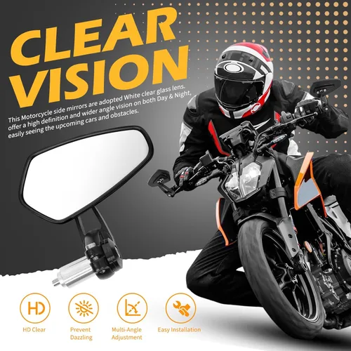 Miniatura 7 de Espejos retrovisores negros de aluminio CNC para extremos de manillar de motocicleta Compatible con GROM MSX125 CB500F Kawasaki Z125 pro Z650 Z750