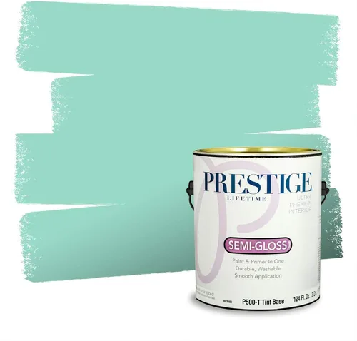 Miniatura 194 de Prestige Paints - Pintura exterior e imprimación en uno, 1 galón, plano, compatibilidad comparable con el color menta «Whipped Mint» de Behr