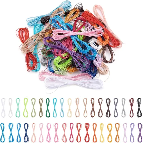 Cordón de poliéster encerado de 207 yardas, 38 colores, 0.020 in, cuerda revestida de cera para hacer pulseras de macramé trenzadas, joyería