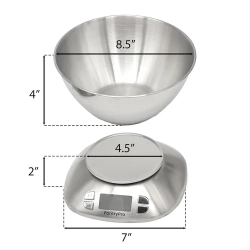 Miniatura 4 de The Display Guys - Báscula digital de cocina de acero inoxidable con cuenco para laboratorio de café y alimentos, pantalla LCD, gramos, libras