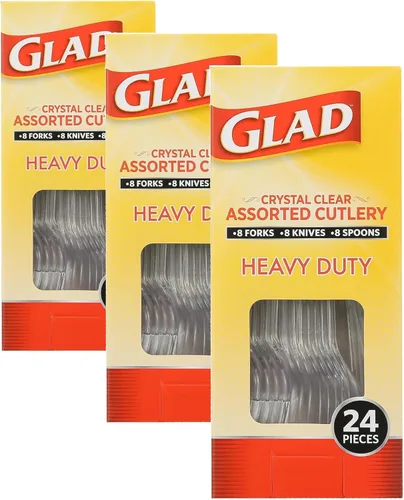 Miniatura 7 de Glad Cubiertos de plástico surtidos de alta calidad, tenedores, cuchillos y cucharas transparentes extra resistentes, juego de 150 piezas