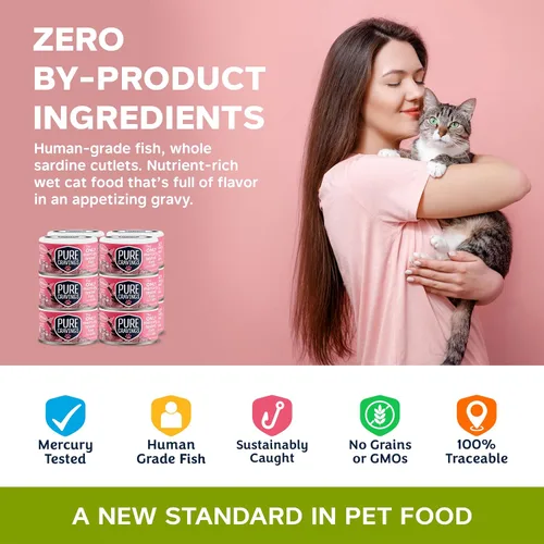 Miniatura 5 de Pure Cravings Comida húmeda para gatos enlatada, filetes de salmón en salsa, 100% probados para mercurio, alimento húmedo para gatos, sin granos