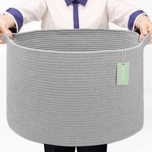 Miniatura 26 de Cesta Extra Grande para Mantas 87L, Cesta para Ropa Sucia, Cesta de Guardería para Bebés para Almacenamiento de Juguetes, Ropa y Toallas, Cesta