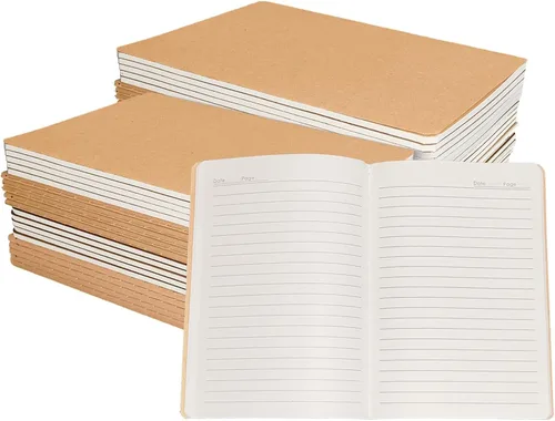Miniatura 10 de Paquete de 10 cuadernos de papel kraft rayados A5 a granel, papel grueso de 80 GSM, 36 hojas 72 páginas (actualizado de 30 hojas y 60 páginas)