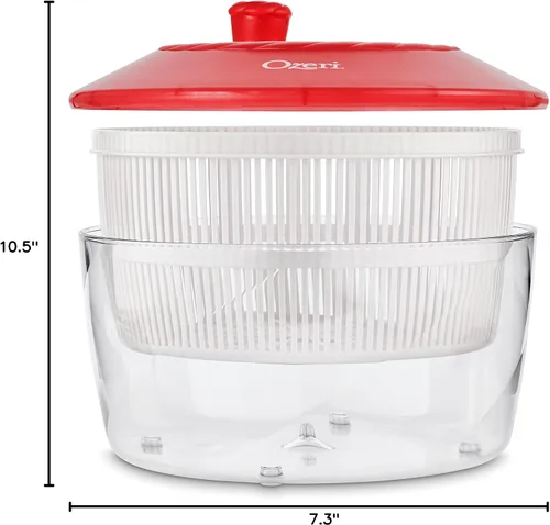 Miniatura 11 de Ozeri Molinillo de ensalada Fresca hecho en Italia y tazón para servir, sin BPA Rojo