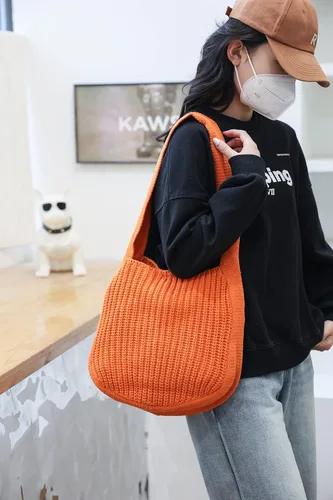 Miniatura 40 de ENBEI Bolsos de hombro para mujer Bolsos de ganchillo Bolso de punto grande Bolso de mano estético para la escuela lindo Bolsas de mano Bolsa