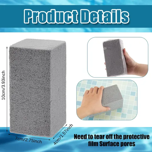 Miniatura 2 de Yinder 4 piezas de baldosas de piedra pómez para eliminar la limpieza de azulejos de piscina de 3.94 x 2.76 x 1.57 pulgadas, azulejos de piedra