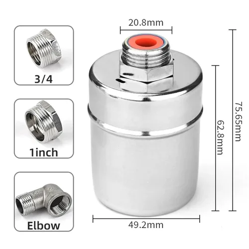 Miniatura 2 de Float Valve Automatic Water Level Control 1/2" 3/4" 1Inch 304 Stainless Steel Floating Installed Inside for Tower Tank(3/4",Side Water Inlet)