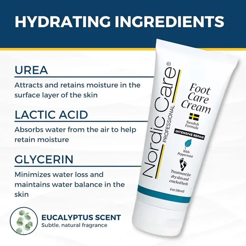 Miniatura 6 de Nordic Care peppermint Crema para el cuidado de los pies – Crema de pies de reparación intensiva con aceite de eucalipto y menta para pies secos