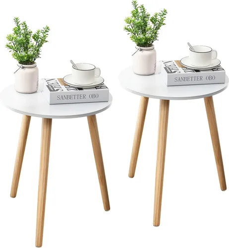 Miniatura 12 de Apicizon Mesa auxiliar redonda, mesa auxiliar gris azul para espacios pequeños, mesa auxiliar redonda para guardería, mesa auxiliar pequeña