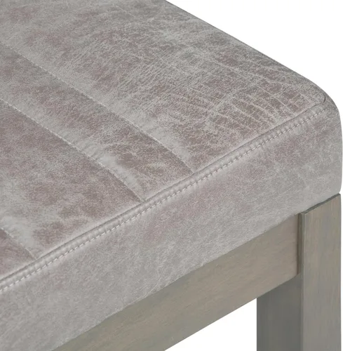Miniatura 8 de SIMPLIHOME Casey - Banco otomano rectangular tapizado de cuero vegano de 48 pulgadas de ancho en gris gris topo envejecido, banco moderno